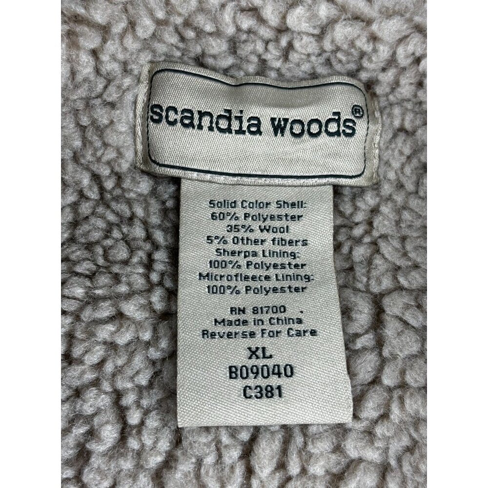 Scandia Woods Sherpa Lined Dark Green Vest XL Wool Blend Zip - Picture 3 of 6